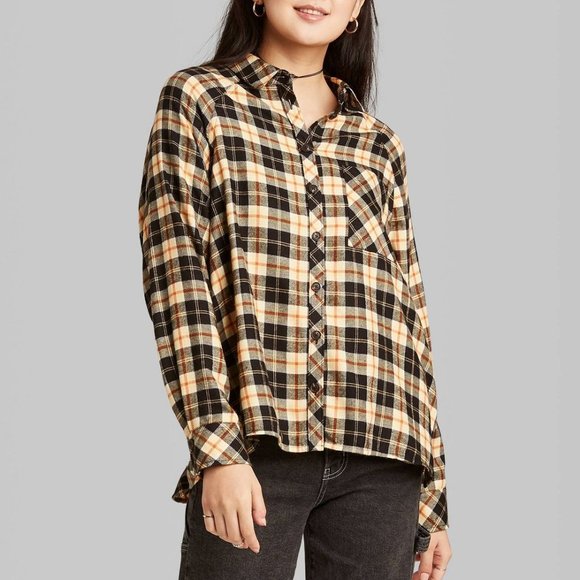 wild fable Tops - Wild Fable Plaid Oversized Button-Down Shirt